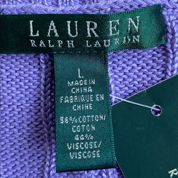 Lauren Ralph Lauren Cable Knit Sweater Vest Purple | Preppy Cotton Knit Top NWT - Picture 4 of 10